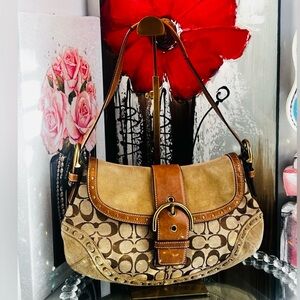 COACH vintage Soho leather,canvas and Suede Mix Shoulder bag